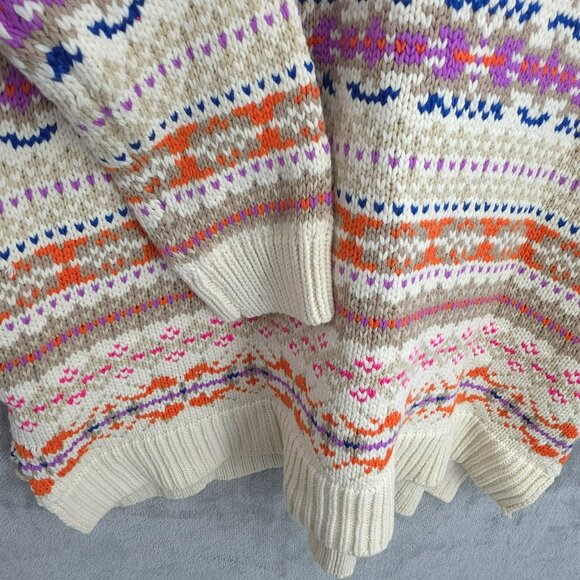 Ralph Lauren LRL Fair Isle Knit Tunic Sweater 1X Boat Neck Cream Colorful New - Picture 5 of 12